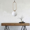 Adjustable 1 Bulb Ball Hanging Lamp Minimalist Milky Glass Suspension Light for Dining Room
