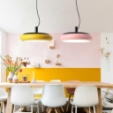 Green/Pink/Yellow Round Pendant Light Nordic Style Acrylic Shade LED Hanging Light for Restaurant