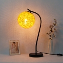 Curved Arm Night Light Modern Hand Made Desk Lamp with Metal Base for Study Room