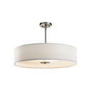 4 Light Round Chandelier Lamp Contemporary Fabric Lighting Fixture in White for Hallway