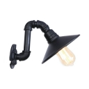 Metal Curved Arm Wall Sconce Retro Style Single Head Wall Light in Black for Warehouse