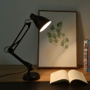 Adjustable Arm Desk Light Modern Simple Metal 1 Light Desk Lamp in Black for Study Room