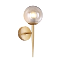 1 Head Armed Wall Sconce with Globe Glass Shade Modern Fashion Wall Mount Fixture in Gold
