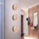 Wooden Wall Mount Fixture with Bowl Shade Modern Design Pink LED Wall Lamp for Corridor