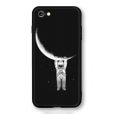 Unique Awesome Moon Astronaut Print Black Soft iPhone Case