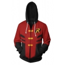 Teenagers Comic Cosplay Fashion Letter R Logo Chest Colorblock Red Hoodie