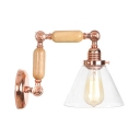 Rose Gold Swing Arm Wall Sconce with Coolie Glass Shade Modern 1 Head Wall Lamp for Bedroom