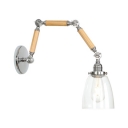 Chrome Finish Coolie Wall Sconce Industrial Glass Shade Wall Lighting with Swing Arm for Foyer