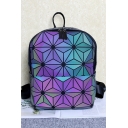 Two-Way Zip Closure Geometric Purple Unisex School Bag Backpack