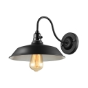 Industrial Wall Sconce with Gooseneck Fixture Arm in Barn Style, Black