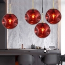 Glass Globe Pendant Light  Post Modern 1 Head Art Deco Suspended Lamp in Red for Restaurant