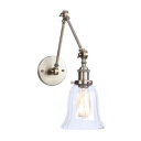 Adjustable Single Light Bell Wall Sconce Industrial Clear Glass Wall Lamp in Bronze