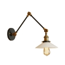 Industrial Adjustable Arm Wall Light Opal Glass 1 Head Wall Mount Fixture in Brass for Study Room