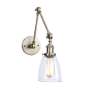 Dome Wall Mount Fixture with Swing Arm Industrial Glass Shade 1 Bulb Wall Lamp in Bronze for Studio