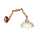 Ribbed Sconce Light with Dome Shade Modern Adjustable Wood Single Head Wall Sconce in Rose Gold