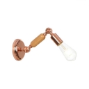 1 Light Open Bulb Wall Lamp Vintage Adjustable Wooden Wall Mount Fixture in Rose Gold