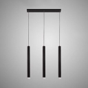 3 Light Linear LED Pendant Light Concise Simple Metal Slim LED Pendant Light in Black