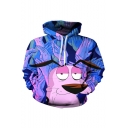 Trendy Customized 3D Cartoon Printed Long Sleeve Relaxed Loose Purple Unisex Hoodie