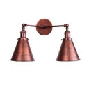 Rust Finish Coolie Sconce Light Industrial Retro Style Iron 2 Bulbs Wall Lamp for Balcony