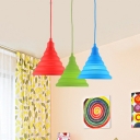 Silicone Cone Suspension Light Colorful Stylish Kindergarten 1 Head Hanging Light fixtures