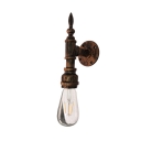 Open Bulb Wall Mount Fixture Vintage Metallic Single Light Wall Lamp in Aged Bronze/Rust