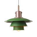 3 Layers Ceiling Light Designers Style Metal Hanging Lamp in Matte Green/Red/Yellow