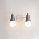 2 Lights Cone Wall Mount Light Minimalist Macaron Children Room Metal Lighting Fixture in Gray/Green