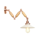 Milky Glass Flared Wall Sconce Modernism Adjustable 1 Head Wall Lamp in Rose Gold for Study Room