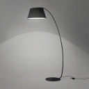 Large Arched Floor Lamp Contemporary Fabric Floor Light in Matt Black with Metal Base