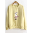 Funny Rabbit Long Sleeve Round Neck Cotton Casual Pullover Sweatshirt