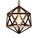 Vintage Hexagram Metal Cage Pendant Light in Black Finish Industrial 1 Light Hanging Lamp for Restaurant Kitchen Cafe