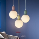 Frosted Glass Sphere Suspension Light Colorful Macaron 1 Bulb Pendant Lamp for Kids