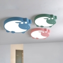 Cartoon Sheep LED Flush Light Boys Girls Room Acrylic Flush Mount Light in Blue/Green/Pink
