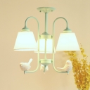 Retro Style Coolie Hanging Lamp with Angel Decoration Metal 3/5 Lights Chandelier Light in Green