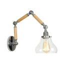Chrome Finish Swing Arm Sconce Lighting with Gourd Glass Shade Simple Modern 1 Bulb Wall Light