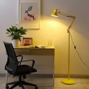 Modernism Conical Floor Lamp Metallic 1 Light Floor Light with Swing Arm in Red/Yellow