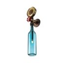 Industrial Wall Sconce LOFT Retro Vintage with Watermeter and Valve Decorative Pipe Fixture, Colorful Glass Shade