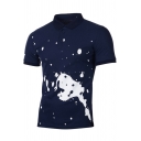 Unique Oil Painting Short Sleeve Three-Button Men Classic-Fit Polo Shirt
