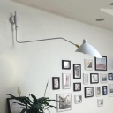White Swing Arm Sconce Light with Duckbill Shade Contemporary Metal 1 Light Wall Mount Light