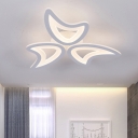 Contemporary Crescent Ceiling Fixture Acrylic Shade 3/4/5 Heads LED Semi Flush Light in White