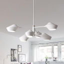 2 Tiers Suspended Light Modern Fashion Metallic 6 Lights Chandelier in White for Living Room