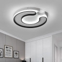 C Shape Surface Mount LED Light Modern Chic Metal Ceiling Lamp in Warm/White for Bedroom