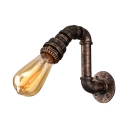 Industrial Small 1 Light Pipe LED Wall Lighting in Old Bronze Finish