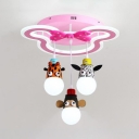 Jungle Animal 3 Hanging Lamp Children Bedroom Plastic Pendant Lamp with Cute Mouse Frame