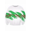 New Trendy Line Graffiti Printed Basic Round Neck Long Sleeve White Casual Sweatshirt