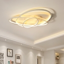 2 Oval Frame LED Ceiling Fixture Modernism Nordic Style Metal Flush Light in Warm/White