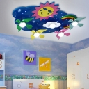 Multi Color Bird Flush Mount Contemporary Acrylic 5 Lights Lighting Fixture for Kindergarten