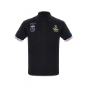 Fashion Striped Trim Popular Air Force One Logo Embroidery Classic-Fit Polo Shirt for Men