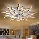 Multi Light 2 Tiers Ceiling Lamp Modernism Acrylic Shade LED Semi Flush Mount for Restaurant