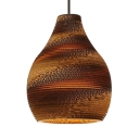 Gourd Pendant Light with Brown Paper Shade Contemporary 1 Light Handmade Hanging Lamp